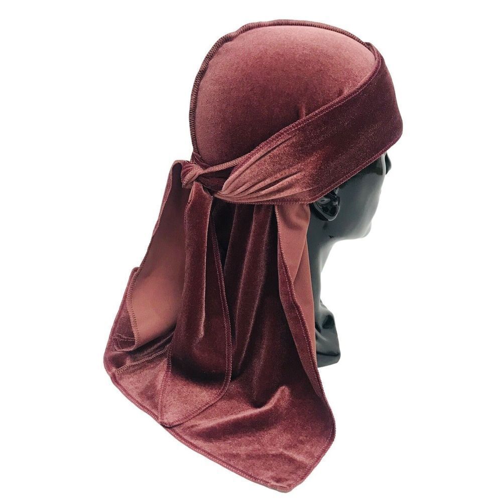 Dusty Pink Velvet Durag Long Tail Head Scarf Turban Head Cap Wave